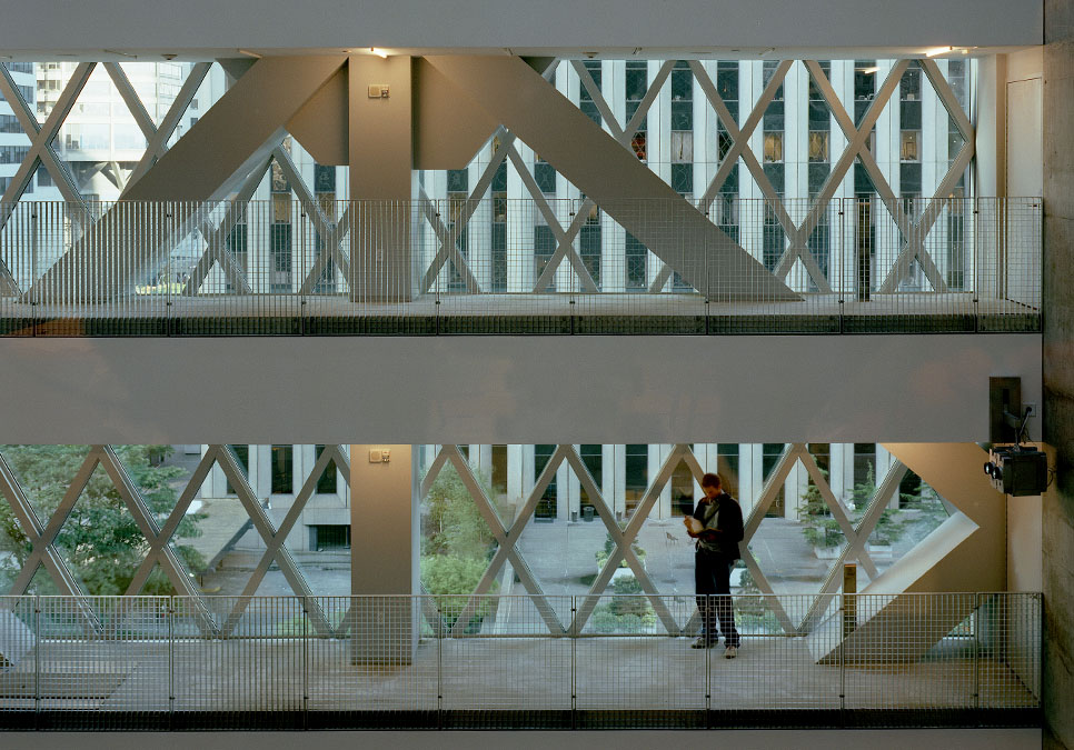 Staff walkways in the spiral section at the Central Library
