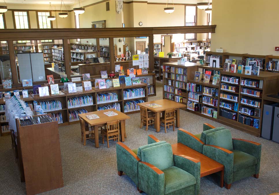Seating in children’s area at the West Seattle Branch