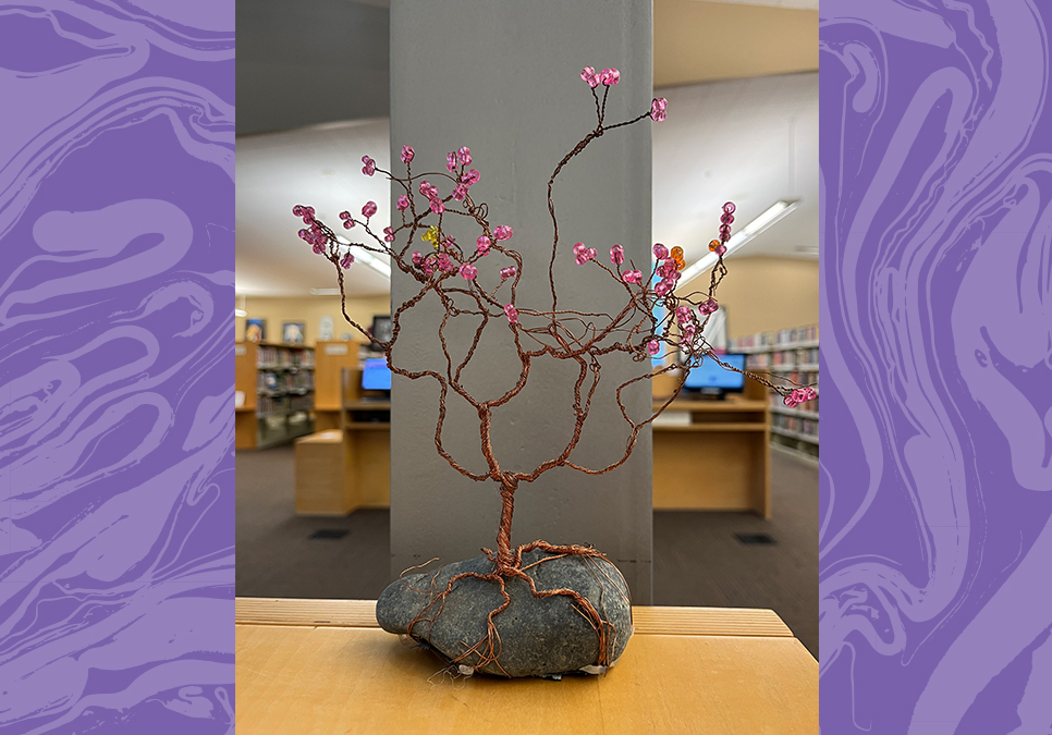 Cherry Blossom by Thomas Ge (Sculpture: copper wire, beads, stone)