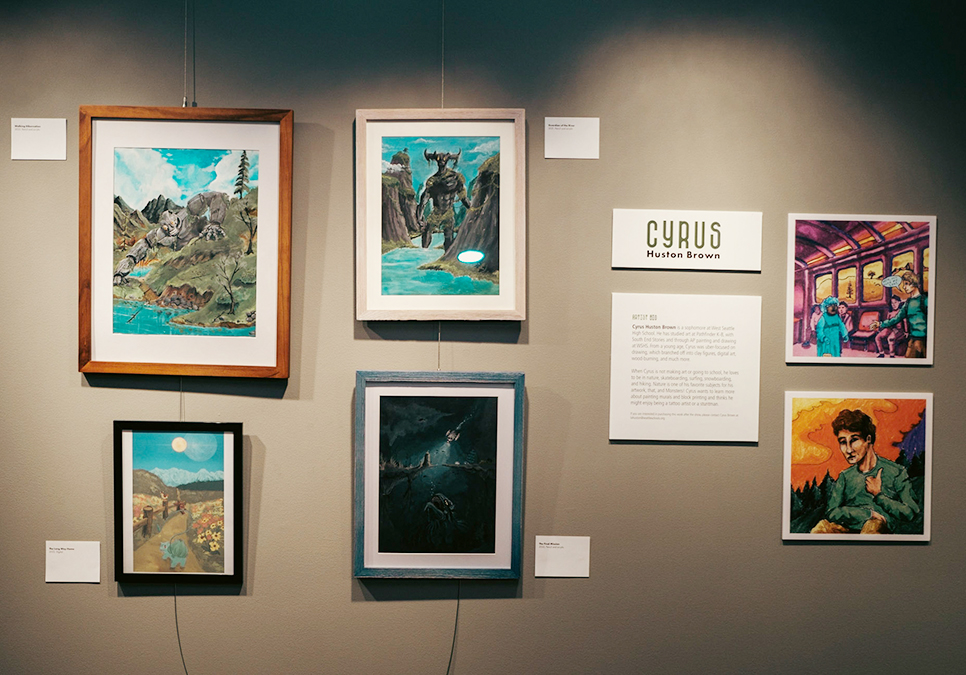 Artist Cyrus Huston's work on display at the Central Library Level 8 Gallery.