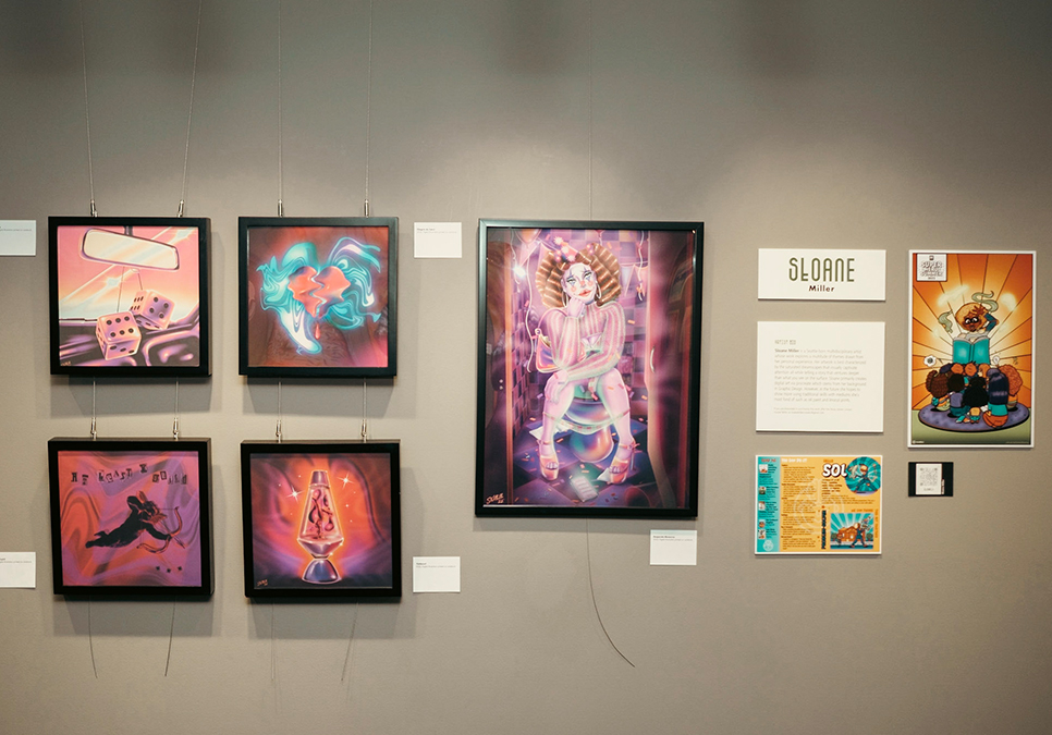Artist Sloane Miller's work on display at the Central Library Level 8 Gallery.